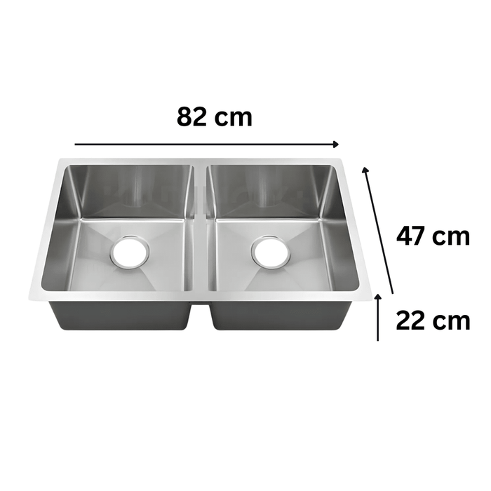 Fregadero Tarja para Cocina Doble Tina Submontar de Acero Inoxidable 82x47 cm Calibre 18 con Mezcladora 360° | KADINOX - KADINOX