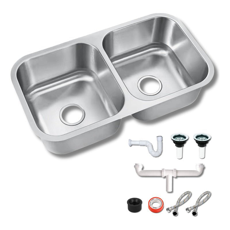 Fregadero Tarja para Cocina Doble Tina Submontar de Acero Inoxidable con Kit | KADINOX - KADINOX