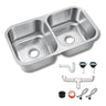 Fregadero Tarja para Cocina Doble Tina Submontar de Acero Inoxidable con Kit | KADINOX