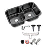 Fregadero Tarja para Cocina Doble Tina Submontar de Acero Inoxidable Negro 82x42 cm con Kit | KADINOX