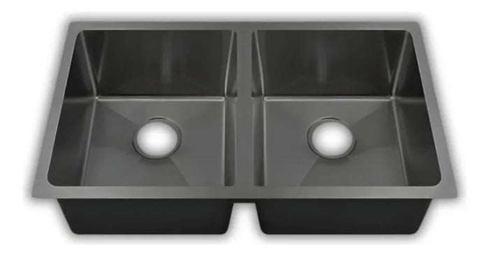 Fregadero Tarja para Cocina Doble Tina Submontar de Acero Inoxidable Negro 82x47 cm con Kit y Mezcladora Negra | KADINOX - KADINOX