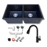 Fregadero Tarja para Cocina Doble Tina Submontar de Cuarzo Negro con Kit | KADINOX