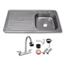 Fregadero Tarja para Cocina Empotrable con Escurridor de Platos de Acero Inoxidable 100x50 cm con Kit y Mezcladora Flexible | KADINOX
