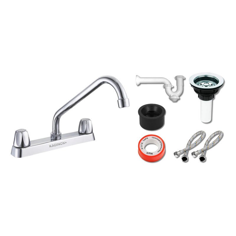 Fregadero Tarja para Cocina Empotrable con Escurridor de Trastes. Acero Inoxidable 80x50 cm con Kit y Mezcladora Fijo| KADINOX - KADINOX