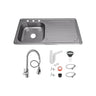 Fregadero Tarja para Cocina Empotrable de Acero Inoxidable 100x50 cm con escurridor con Kit y Mezcladora Premium| KADINOX