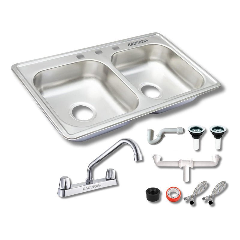 Fregadero Tarja para Cocina Empotrable de Acero Inoxidable 100x50 cm con Kit | KADINOX - KADINOX