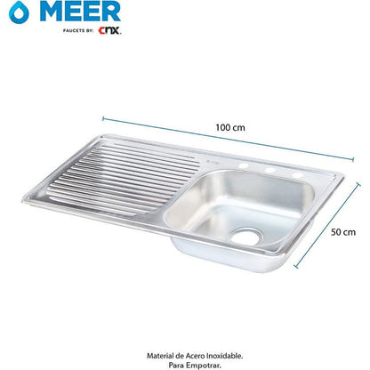 Fregadero Tarja para Cocina Empotrable de Acero Inoxidable 100x50 cm | KADINOX - KADINOX