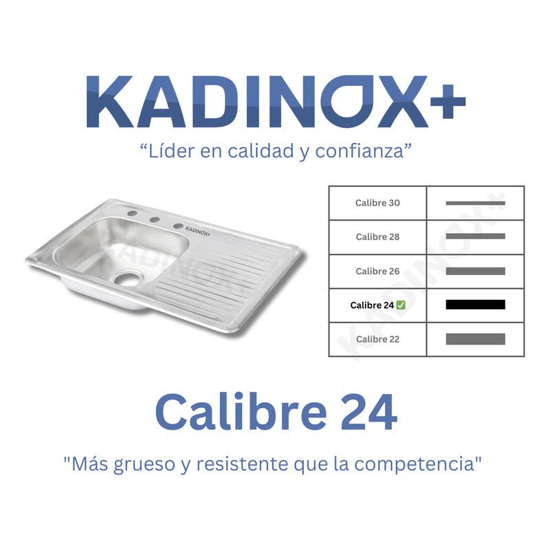 Fregadero Tarja para Cocina Empotrable de Acero Inoxidable 80x50 cm con Escurridor | KADINOX - KADINOX
