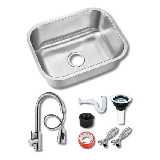 Fregadero Tarja para Cocina Una Tina Submontar de Acero Inoxidable 59x45 cm con Kit y Mezcladora Premium | KADINOX - KADINOX