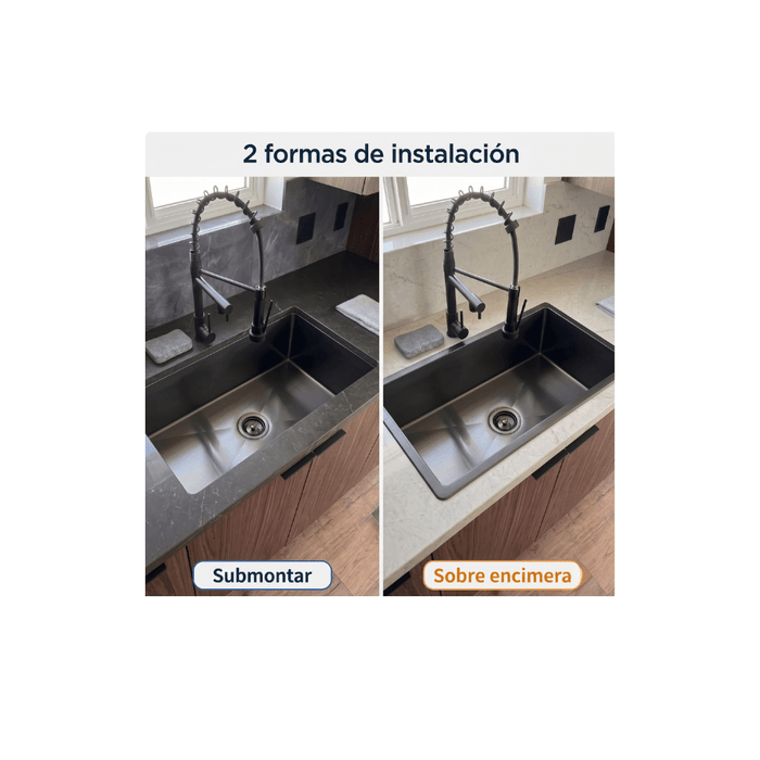 Fregadero Tarja para Cocina Una Tina Submontar de Acero Inoxidable 80x45 cm Calibre 18 con Mezcladora 360° | KADINOX - KADINOX