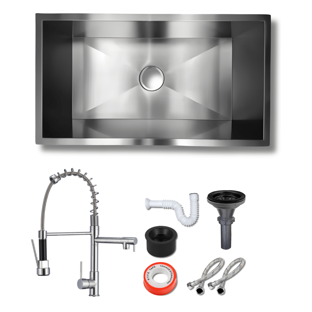 Fregadero Tarja para Cocina Una Tina Submontar de Acero Inoxidable 80x45 cm Calibre 18 con Mezcladora 360° | KADINOX - KADINOX