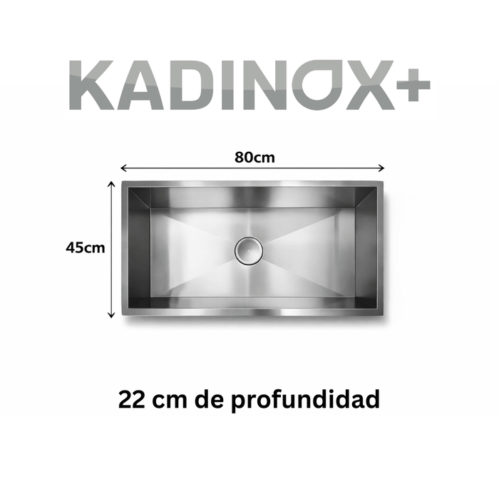 Fregadero Tarja para Cocina Una Tina Submontar de Acero Inoxidable 80x45 cm Calibre 18 con Mezcladora 360° | KADINOX - KADINOX