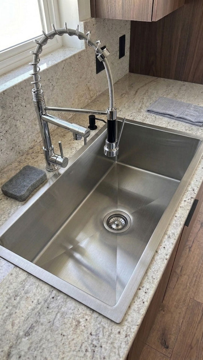 Fregadero Tarja para Cocina Una Tina Submontar de Acero Inoxidable 80x45 cm Calibre 18 con Mezcladora 360° | KADINOX - KADINOX