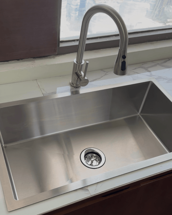 Fregadero Tarja para Cocina Una Tina Submontar de Acero Inoxidable 80x45 cm Calibre 18 con Mezcladora Premium | KADINOX - KADINOX