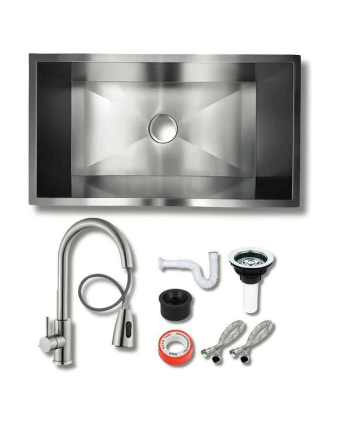 Fregadero Tarja para Cocina Una Tina Submontar de Acero Inoxidable 80x45 cm Calibre 18 con Mezcladora Premium | KADINOX - KADINOX