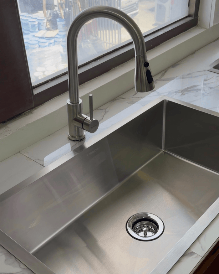 Fregadero Tarja para Cocina Una Tina Submontar de Acero Inoxidable 80x45 cm Calibre 18 con Mezcladora Premium | KADINOX - KADINOX