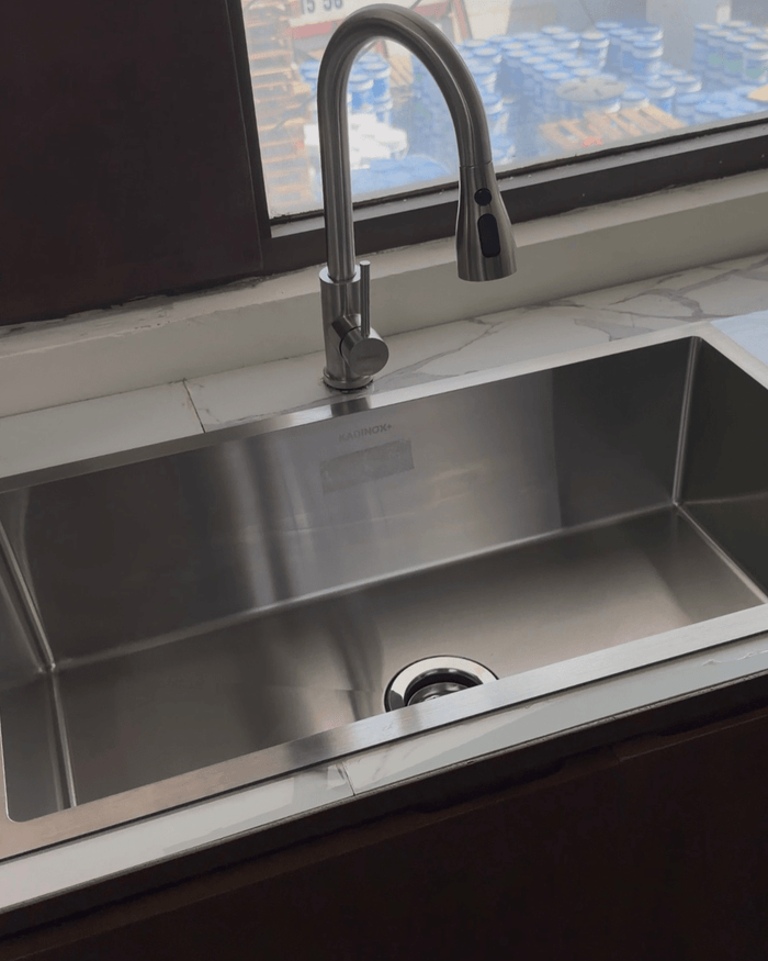 Fregadero Tarja para Cocina Una Tina Submontar de Acero Inoxidable 80x45 cm Calibre 18 con Mezcladora Premium | KADINOX - KADINOX