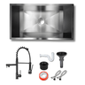 Fregadero Tarja para Cocina Una Tina Submontar Calibre 18 de Acero Inoxidable 80x45 cm con Mezcladora 360 Negra| KADINOX