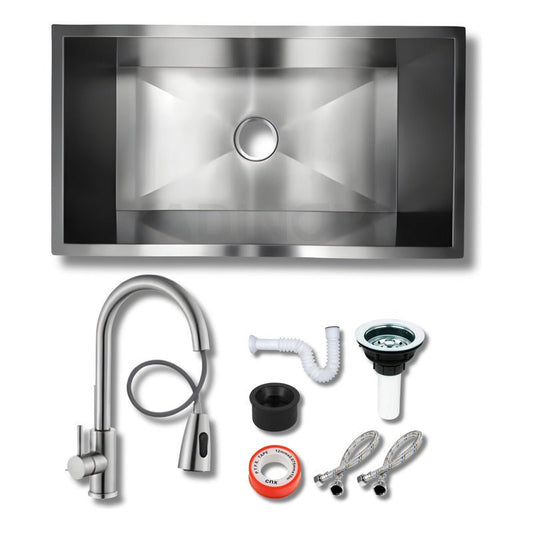 Fregadero Tarja para Cocina Una Tina Submontar de Acero Inoxidable 81x45 cm Calibre 18 con Mezcladora Premium | KADINOX - KADINOX