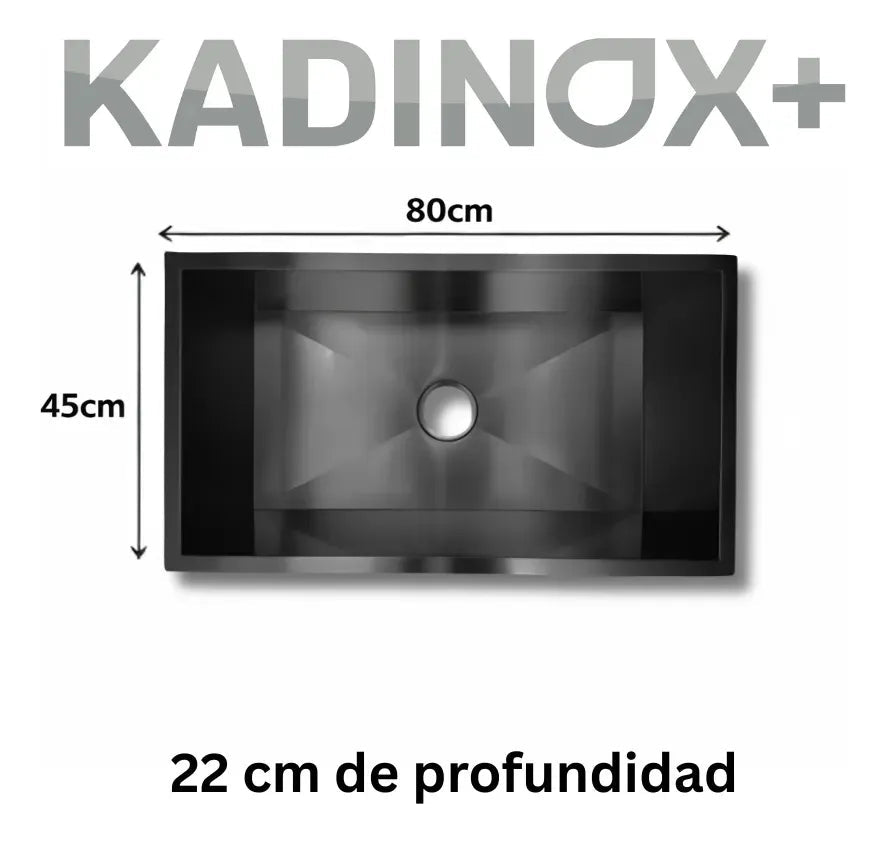 Fregadero Tarja para Cocina Una Tina Submontar de Acero Inoxidable Negro 80x45 cm con Kit y Mezcladora 360° | KADINOX - KADINOX