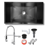 Fregadero Tarja para Cocina Una Tina Submontar de Acero Inoxidable Negro 80x45 cm con Mezcladora 360° | KADINOX