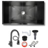 Fregadero Tarja para Cocina Una Tina Submontar de Acero Inoxidable Negro 80x45 cm con Mezcladora Negra | KADINOX