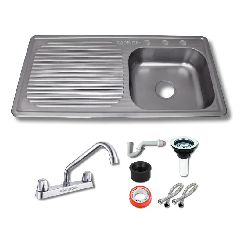 Fregadero Tarja Tina Doble Acero Inox Con Kit Flexible Negra | KADINOX - KADINOX