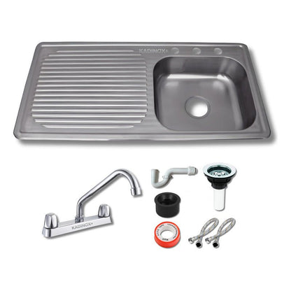 Fregadero Tarja Tina Doble Acero Inox Con Kit Flexible Negra | KADINOX - KADINOX