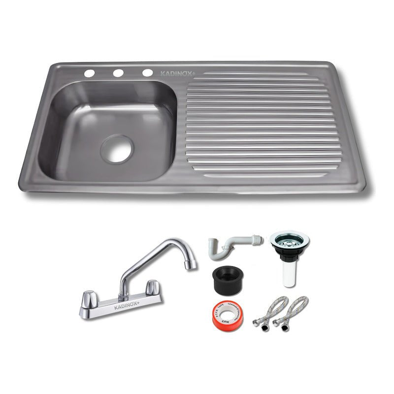 Fregadero Tarja Tina Doble Acero Inox Con Kit Flexible Negra | KADINOX - KADINOX