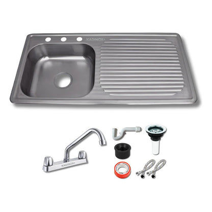 Fregadero Tarja Tina Doble Acero Inox Con Kit Flexible Negra | KADINOX - KADINOX
