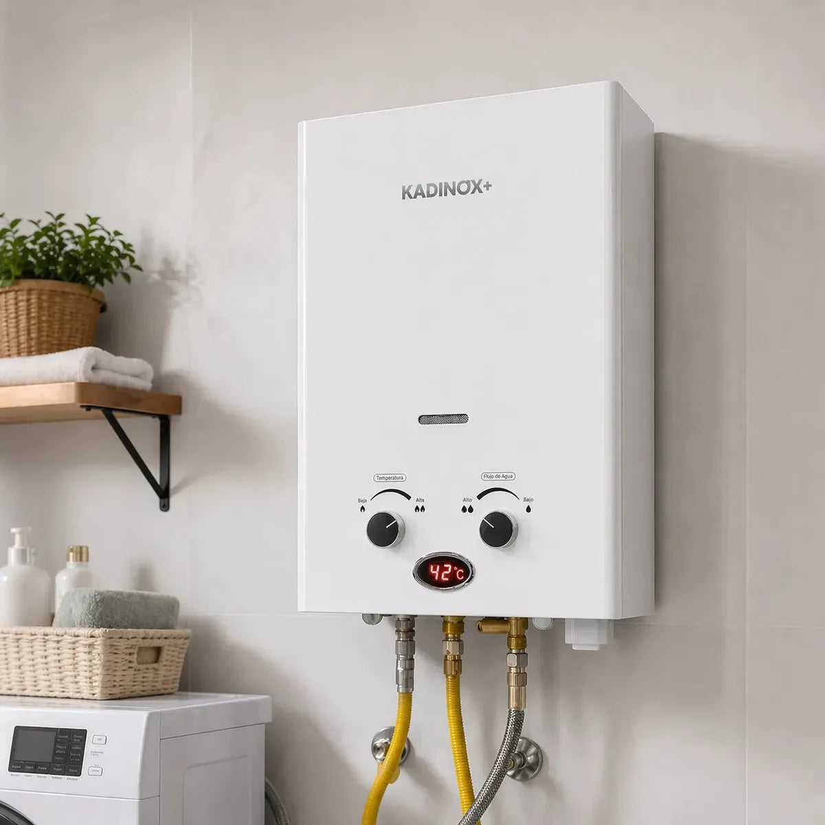 Boiler De Paso 6 Litros Kadinox Plus Gas Lp Calentador De Agua Instantáneo Ahorrador Con Pantalla Digital
