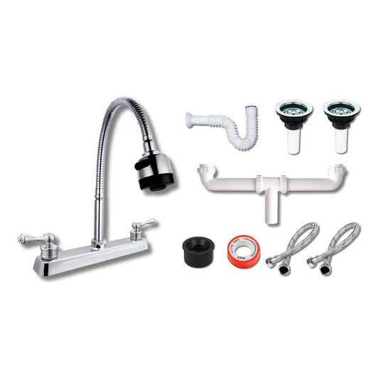 Kit Completo Instalación Fregadero Tarja 2 Tinas C/mezclador | KADINOX - KADINOX