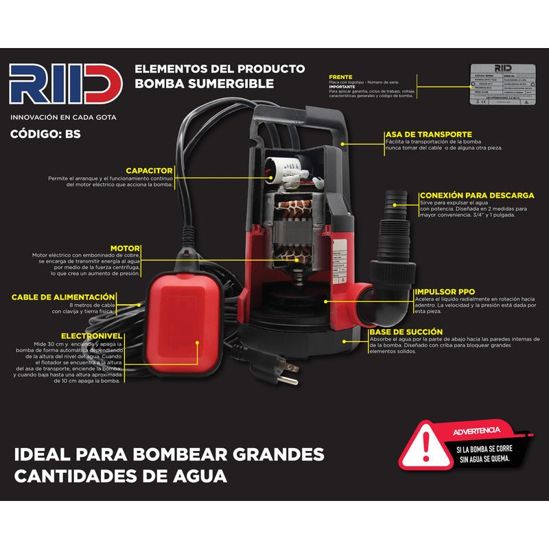 Motobomba Sumergible Motor Monofásico 1 Hp C/ Electronivel | KADINOX - KADINOX