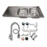 Tarja doble con escurridor para cocina de Acero Inoxidable 120x50 cm con Escurridor con Kit y Mezcaldora Premium | KADINOX
