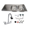 Tarja Doble con Escurridor para Cocina de Acero Inoxidable 120x50 cm  con Kit y Mezcaldora Flexibe| KADINOX