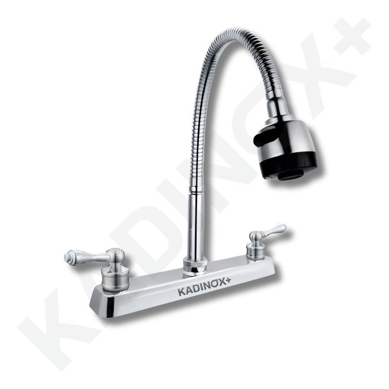 Tarja Doble con Escurridor para Cocina de Acero Inoxidable 120x50 cm con Kit y Mezcaldora Flexibe| KADINOX - KADINOX