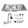Tarja Doble con Escurridor para Cocina de Acero Inoxidable 120x50 cm con Kit y Mezcaldora Flexibe| KADINOX