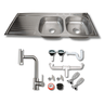 Tarja Empotrar Doble Tina para Cocina 120x50 cm Acero Inox Mezcladora 360° | KADINOX PRO