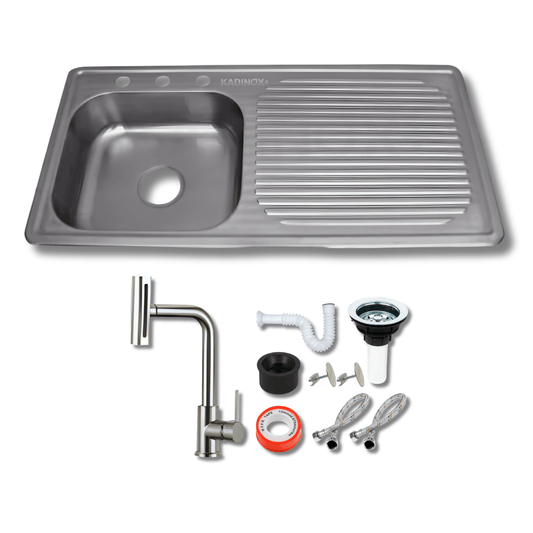 Tarja Empotrar para Cocina 100x50 cm Acero Inoxidable Mezcladora 360° | KADINOX PRO - KADINOX