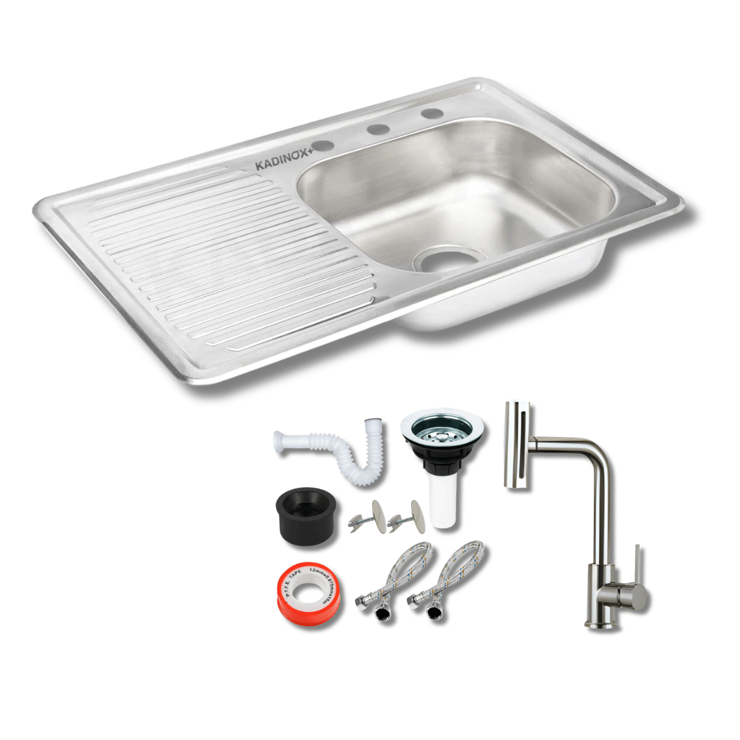Tarja Empotrar para Cocina 80x50 cm Acero Inoxidable Mezcladora 360° | KADINOX PRO - KADINOX
