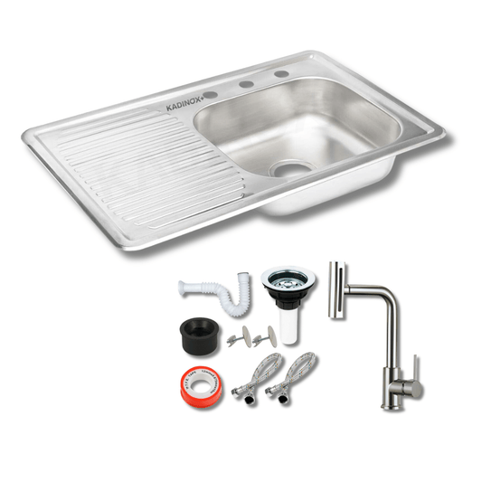 Tarja Empotrar para Cocina 80x50 cm Acero Inoxidable Mezcladora 360° | KADINOX PRO - KADINOX