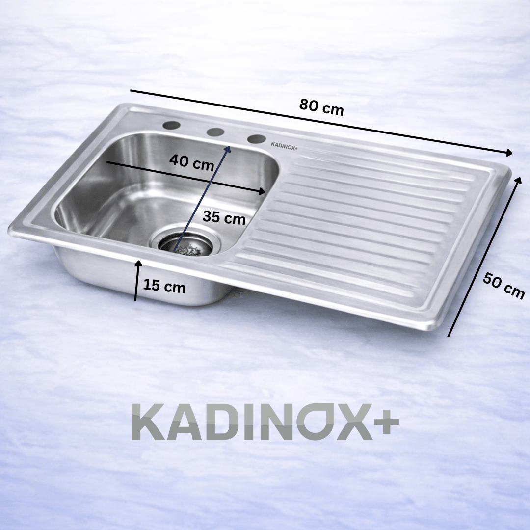 Tarja Empotrar para Cocina 80x50 cm Acero Inoxidable Mezcladora 360° | KADINOX PRO - KADINOX