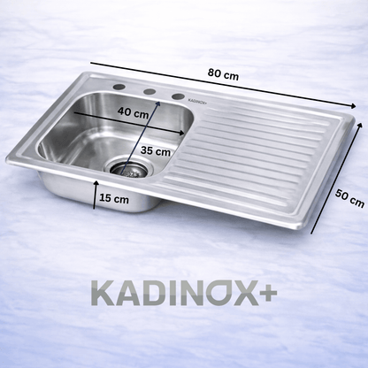 Tarja Empotrar para Cocina 80x50 cm Acero Inoxidable Mezcladora 360° | KADINOX PRO - KADINOX
