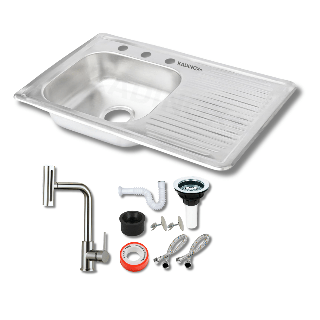 Tarja Empotrar para Cocina 80x50 cm Acero Inoxidable Mezcladora 360° | KADINOX PRO - KADINOX