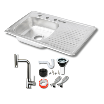 Tarja Empotrar para Cocina 80x50 cm Acero Inoxidable Mezcladora 360° | KADINOX PRO - KADINOX