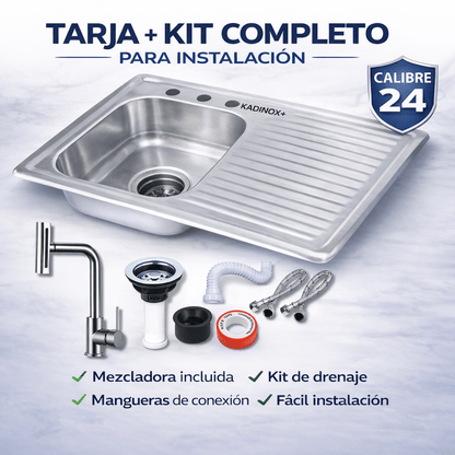 Tarja Empotrar para Cocina 80x50 cm Acero Inoxidable Mezcladora 360° | KADINOX PRO - KADINOX