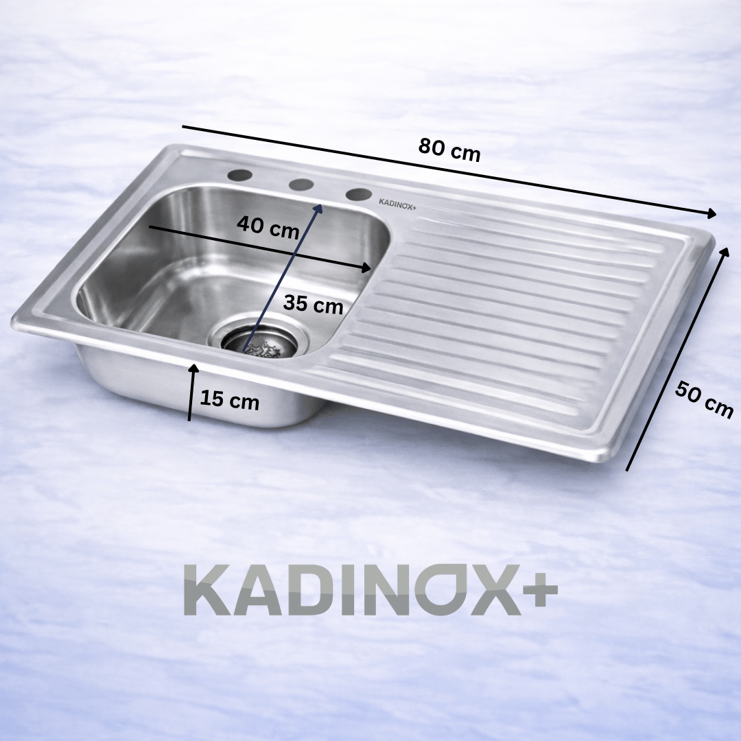 Tarja Empotrar para Cocina 80x50 cm Acero Inoxidable Mezcladora 360° | KADINOX PRO - KADINOX