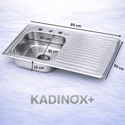 Tarja Empotrar para Cocina 80x50 cm Acero Inoxidable Mezcladora 360° | KADINOX PRO - KADINOX