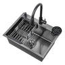 Tarja Fregadero De Cocina Multifuncional Organizador Moderno De Lujo Acero Inoxidable Con Kit Y Accesorios Color Negro 60cm X 46cm X 22cm