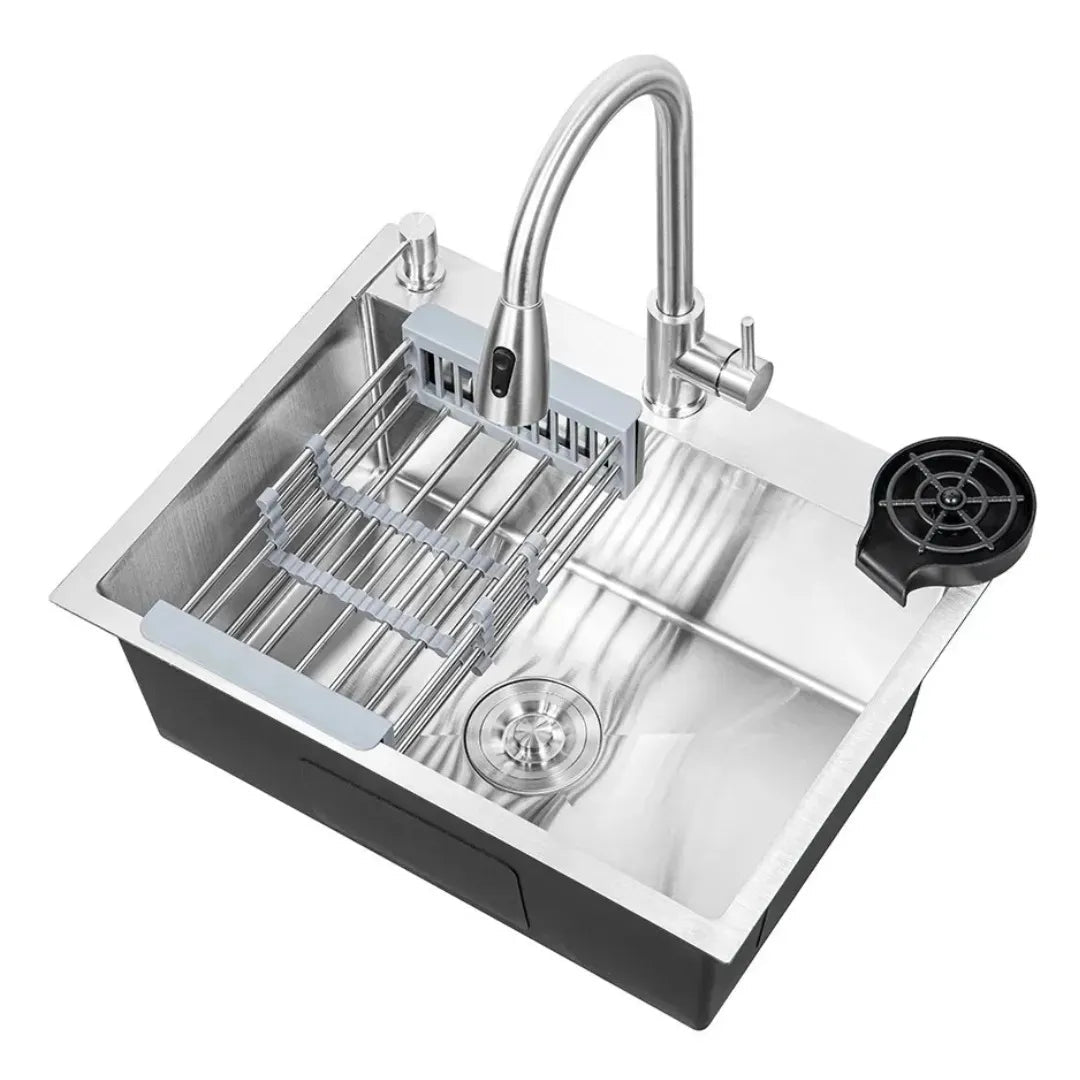 Tarja Fregadero De Cocina Multifuncional Organizador Moderno De Lujo Acero Inoxidable Con Kit Y Accesorios Color Plata 60cm X 46cm X 22cm - KADINOX